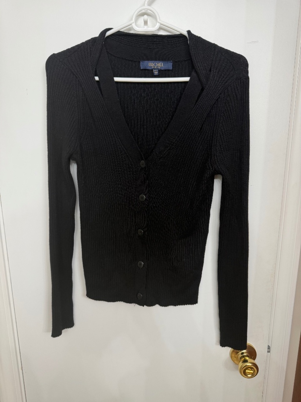 RACHEL Rachel Roy Black Cardigan with Cut Outs (Medium)